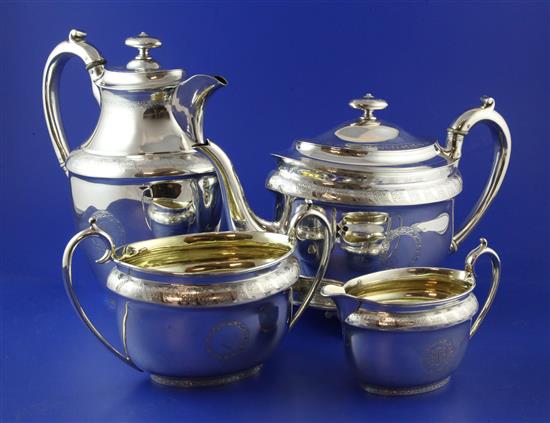 A Victorian Scottish silver five piece tea set, by Hamilton & Inches, gross 55.5 oz.